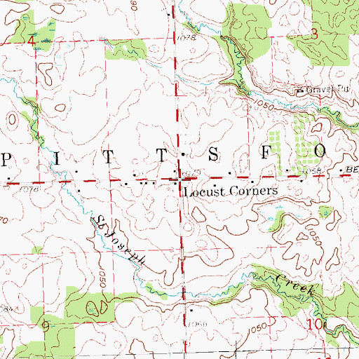 Topographic Map of Locust Corners, MI