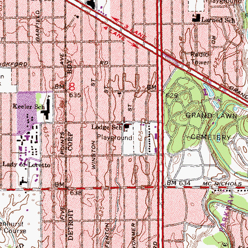 Topographic Map of Lodge School, MI