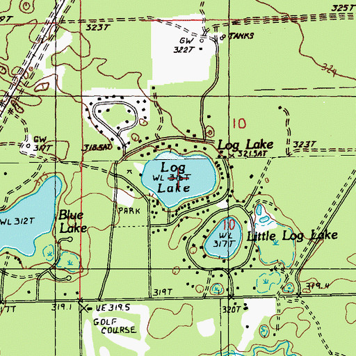 Topographic Map of Log Lake, MI
