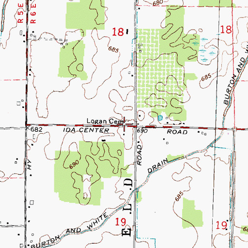 Topographic Map of Logan Cemetery, MI