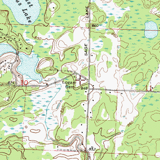 Topographic Map of Logan Cemetery, MI