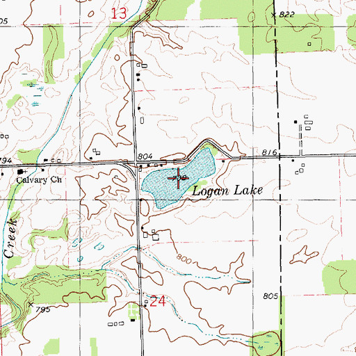 Topographic Map of Logan Lake, MI
