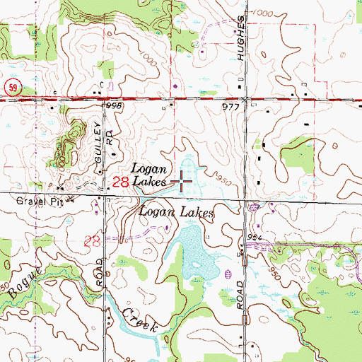 Topographic Map of Logan Lakes, MI