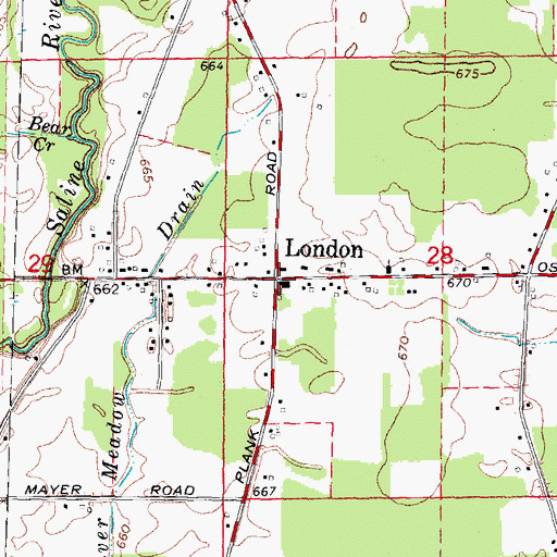 Topographic Map of London, MI