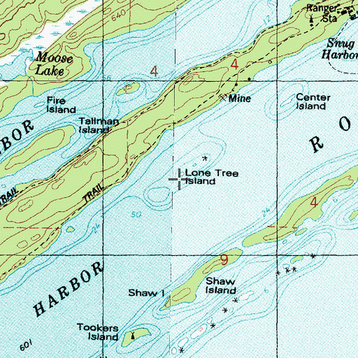 Topographic Map of Lone Tree Island, MI