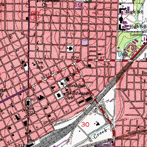 Topographic Map of First Presbyterian Church, AR