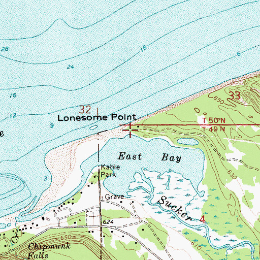 Topographic Map of Lonesome Point, MI