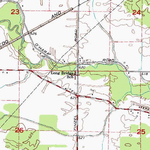 Topographic Map of Long Bridge School, MI