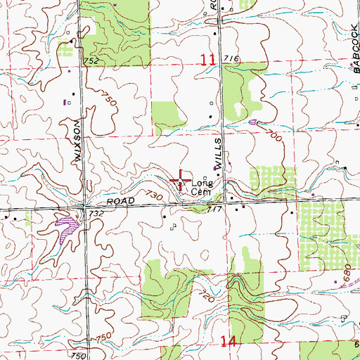 Topographic Map of Long Cemetery, MI