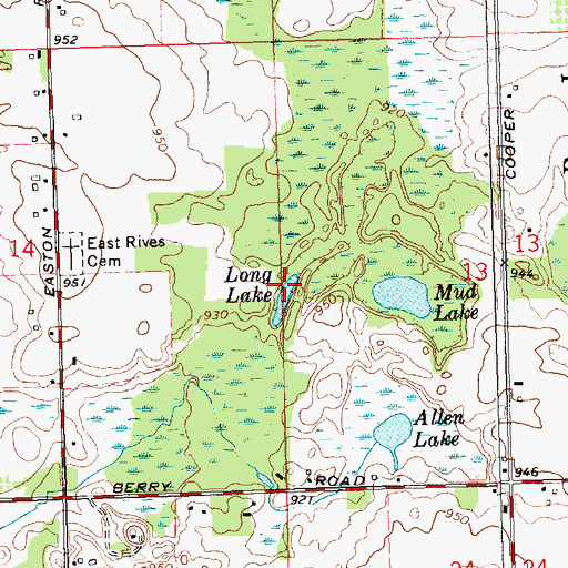 Topographic Map of Long Lake, MI