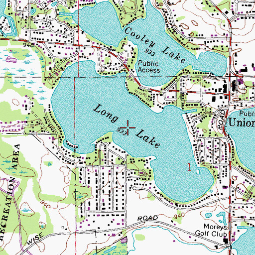 Topographic Map of Long Lake, MI
