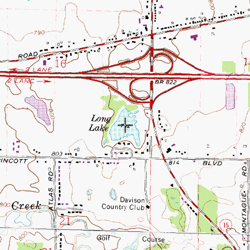 Topographic Map of Long Lake, MI