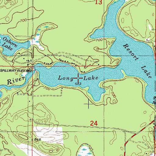 Topographic Map of Long Lake, MI