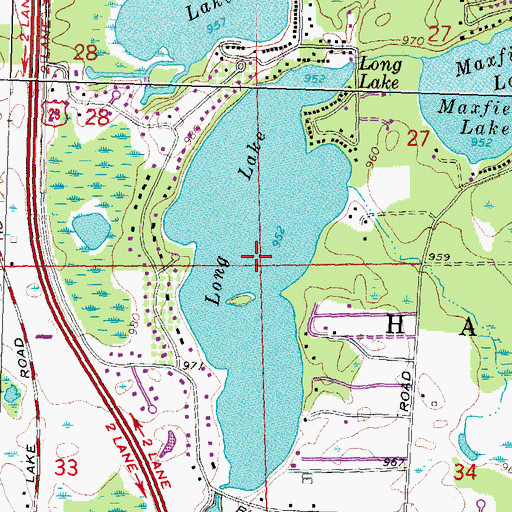 Topographic Map of Long Lake, MI