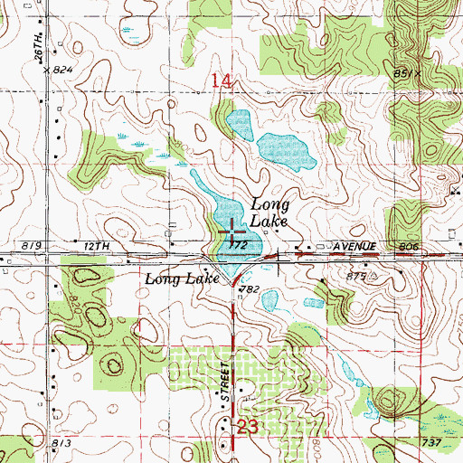 Topographic Map of Long Lake, MI