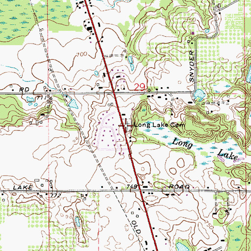 Topographic Map of Long Lake Cemetery, MI
