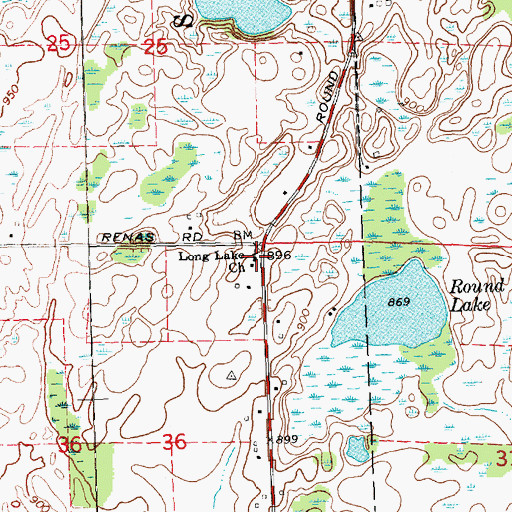 Topographic Map of Long Lake Church, MI
