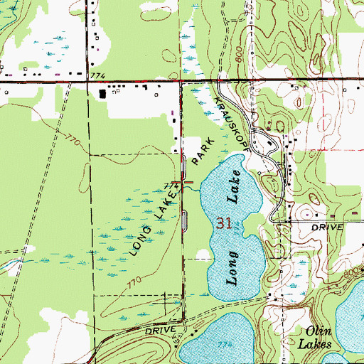 Topographic Map of Long Lake Park, MI