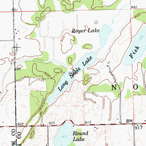 Topographic Map of Long Noble Lake, MI