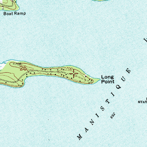 Topographic Map of Long Point, MI