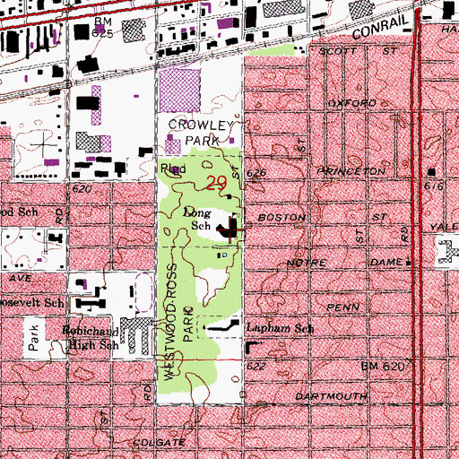 Topographic Map of Long School, MI