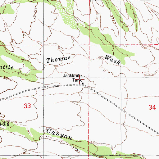 Topographic Map of Jackknife Tank, AZ