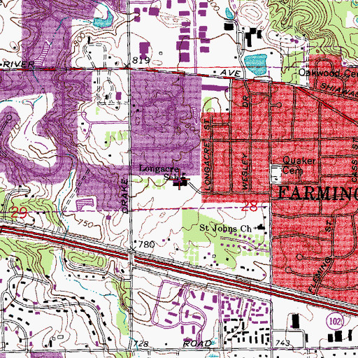Topographic Map of Longacre School, MI