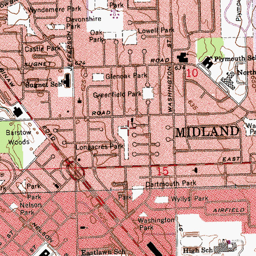 Topographic Map of Longacres Park, MI