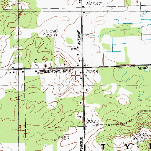 Topographic Map of Longcore School, MI