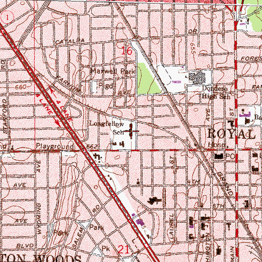 Topographic Map of Longfellow School, MI