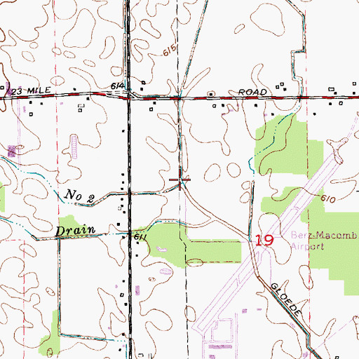 Topographic Map of Longstaff Drain Number Two, MI