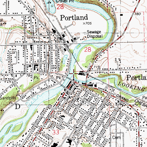 Topographic Map of Looking Glass River, MI