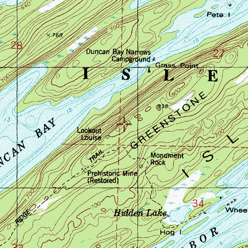 Topographic Map of Lookout Louise, MI