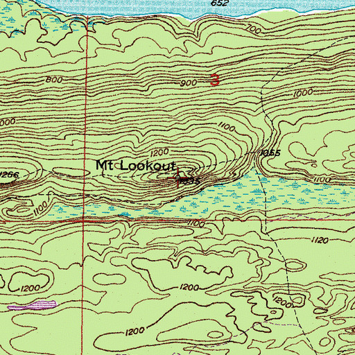 Topographic Map of Mount Lookout, MI