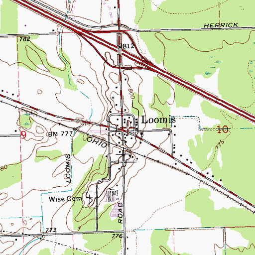 Topographic Map of Loomis, MI