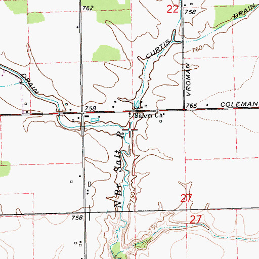 Topographic Map of Loomis Drain, MI