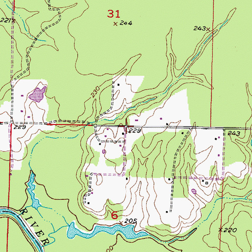 Topographic Map of Jonesville, AR