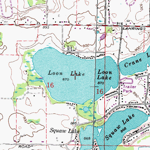 Topographic Map of Loon Lake, MI