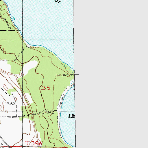 Topographic Map of Luney Point, MI