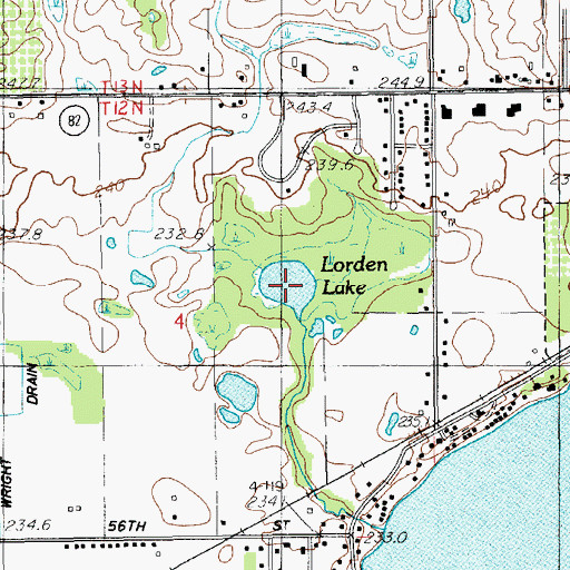 Topographic Map of Lorden Lake, MI
