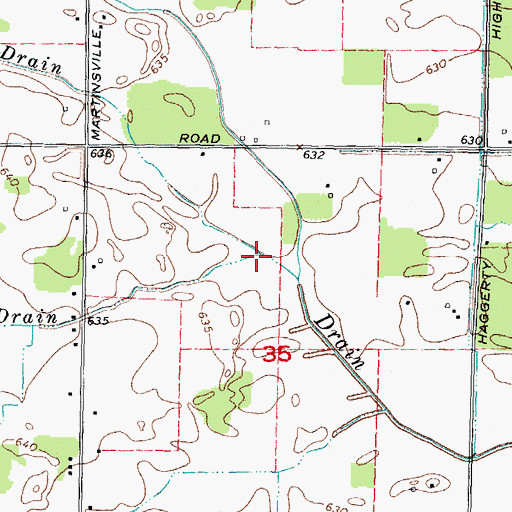 Topographic Map of Lords Drain, MI