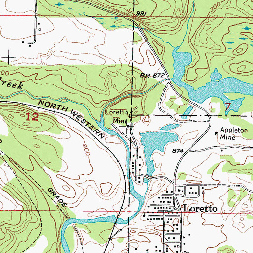 Topographic Map of Loretto Mine, MI