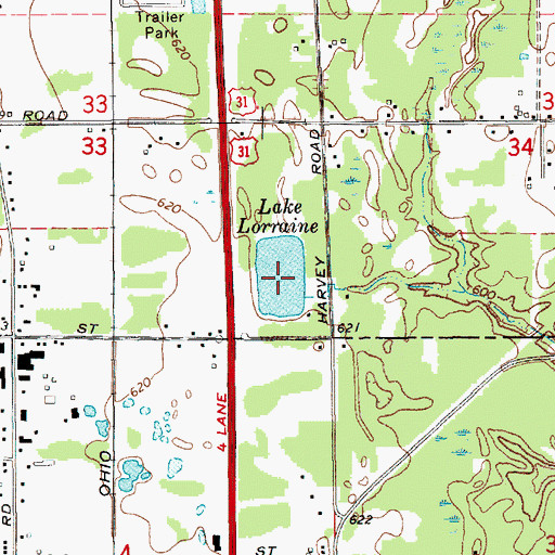 Topographic Map of Lake Lorraine, MI