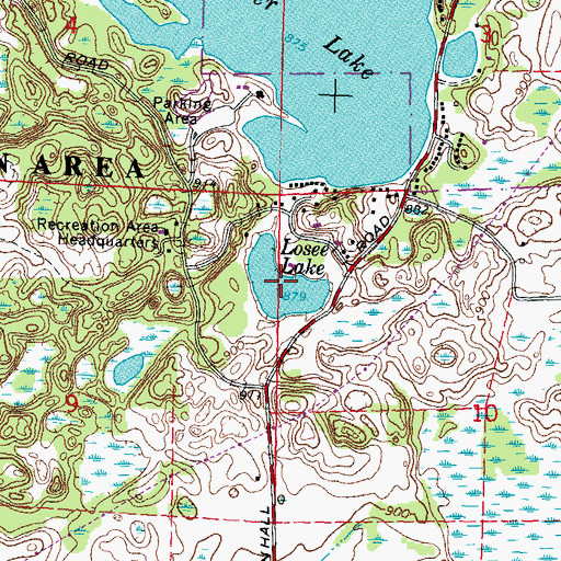 Topographic Map of Losee Lake, MI