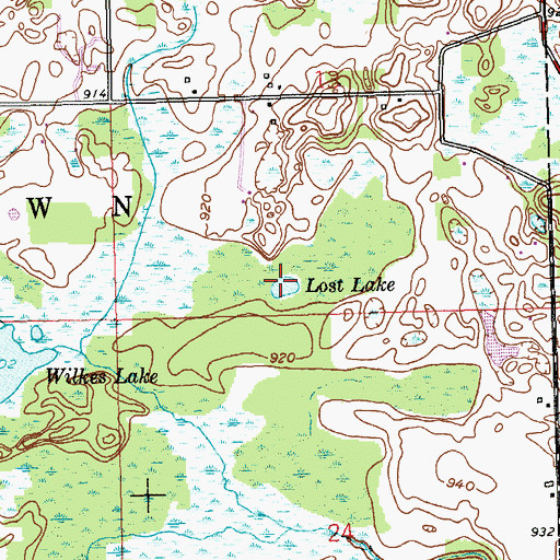 Topographic Map of Lost Lake, MI