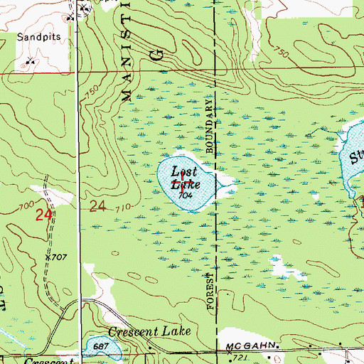 Topographic Map of Lost Lake, MI