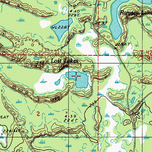 Topographic Map of Lost Lakes, MI