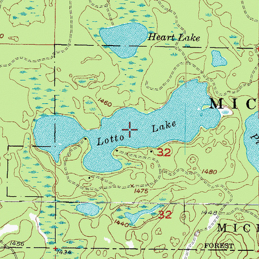 Topographic Map of Lotto Lake, MI