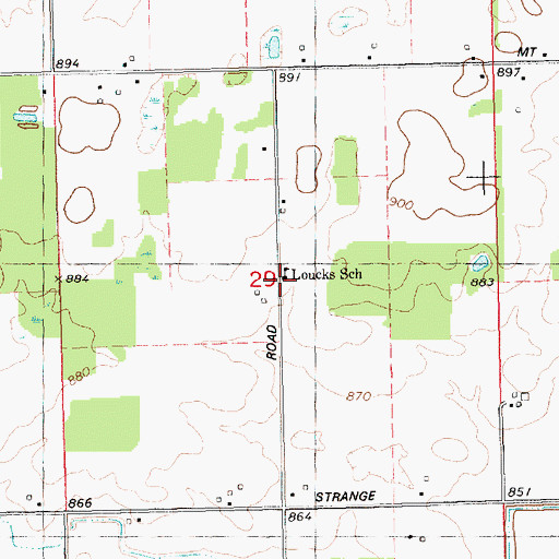 Topographic Map of Loucks School, MI