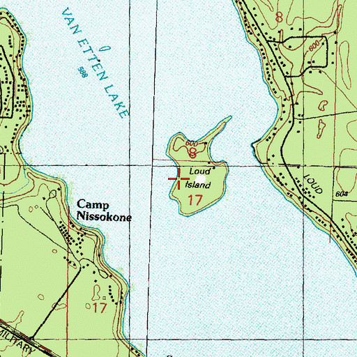 Topographic Map of Loud Island, MI